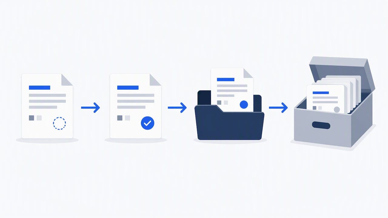 Das Dokument wird versioniert, abgelegt und archiviert.