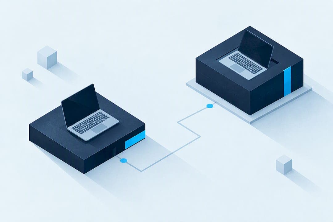 Isometrische Darstellung von zwei Modellen zur Hardware-Finanzierung
